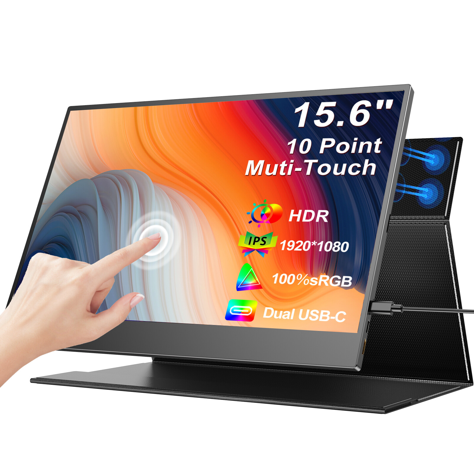 Touchscreen Portable Monitor 15.6" 1920x1080 USB C Monitor mini HDMI Dual Type-C
