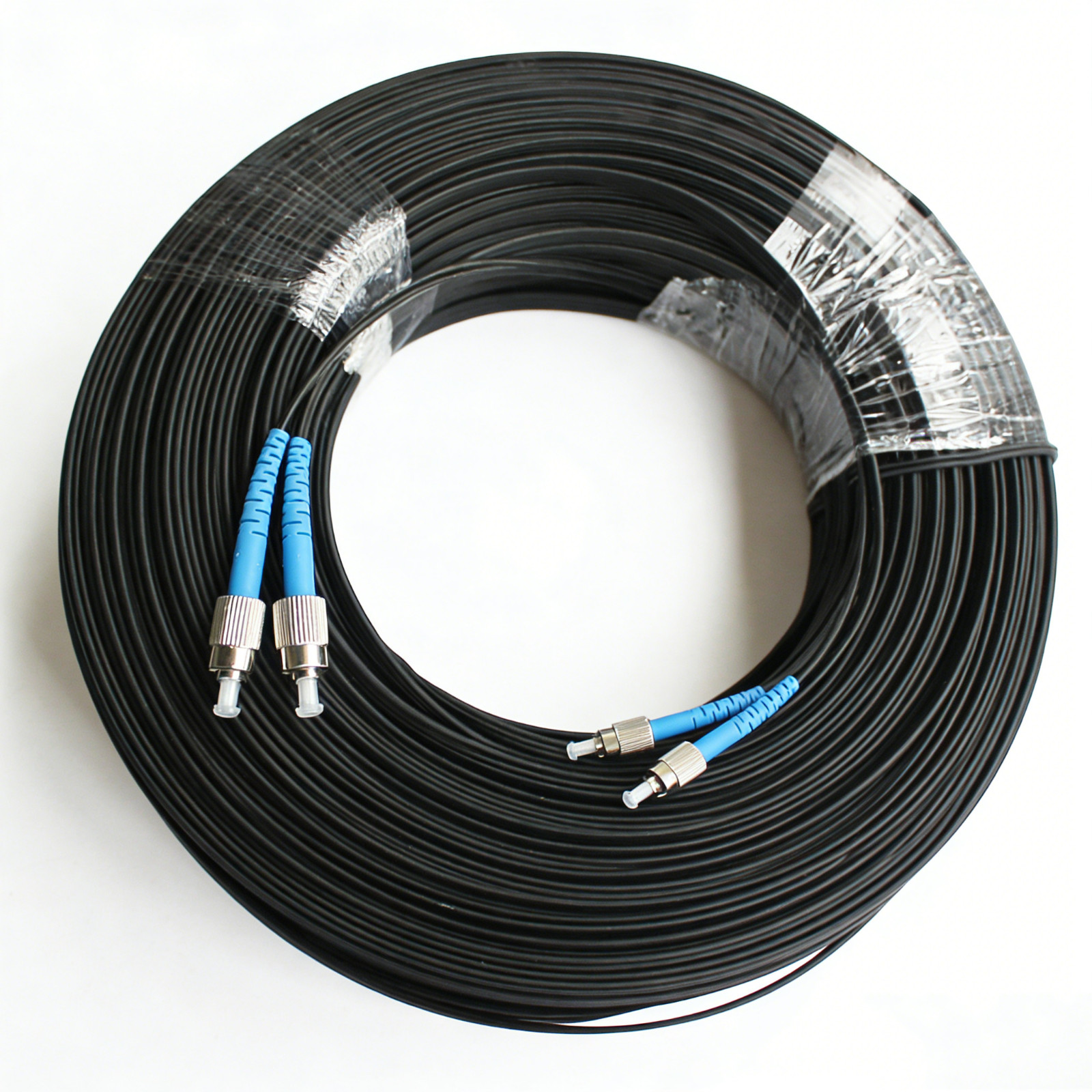 150M Outdoor 2-Core FC UPC Fiber Optic Patch Cable with 3 Steel Wires Drop Cable