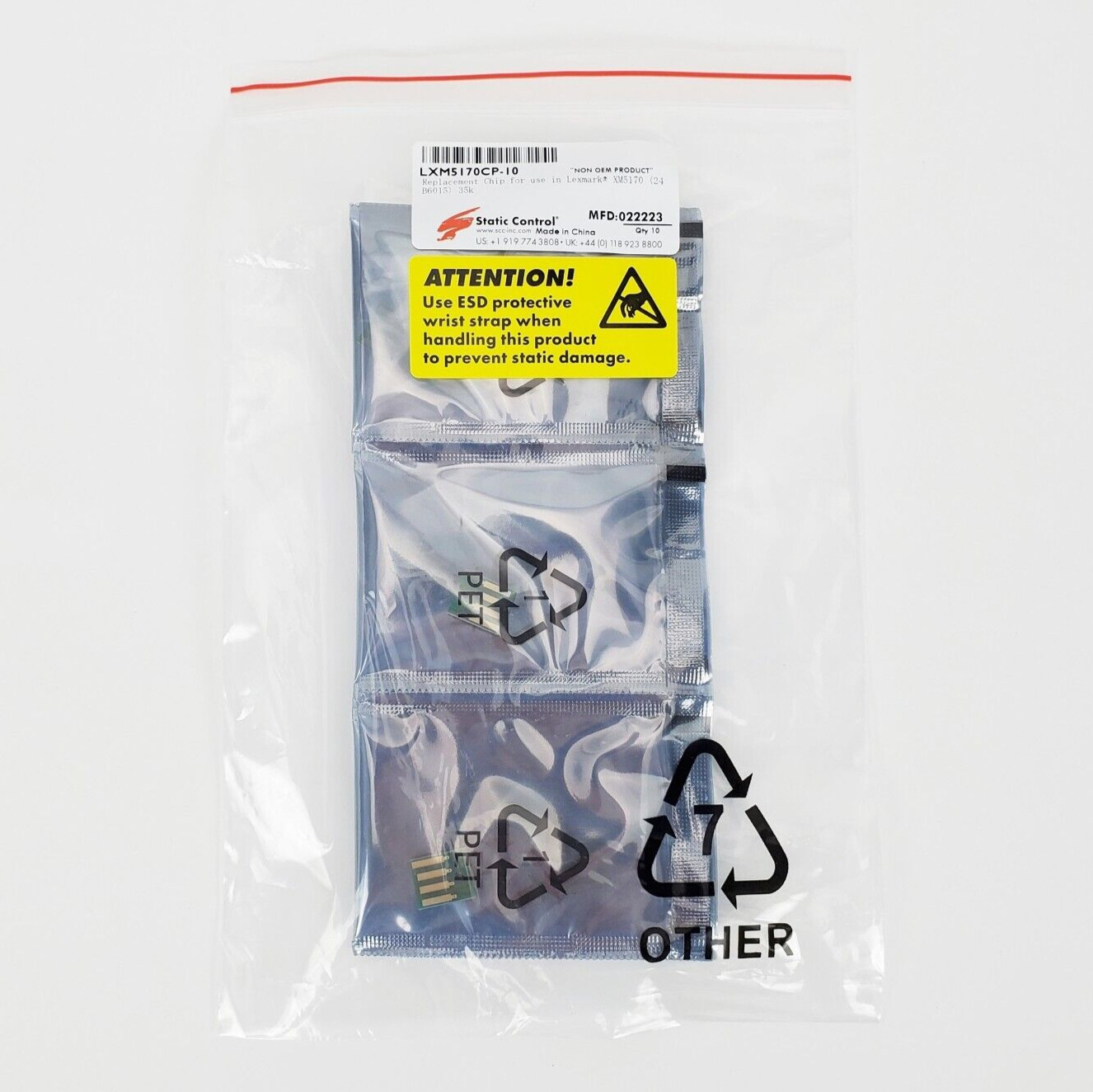 10 x Toner Reset Chips for Lexmark XM5170, 35k Yield, 24B6015, New Sealed