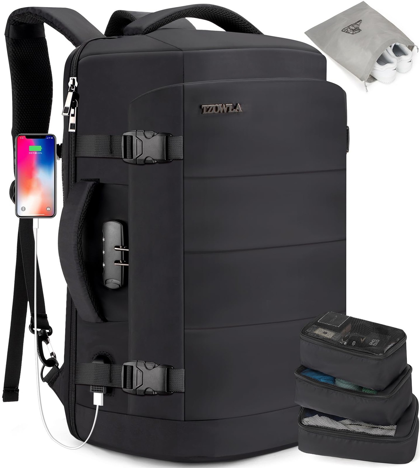 Tzowla 40L Travel Laptop Backpack for Men Women Carry on Flight Approved,Larg...