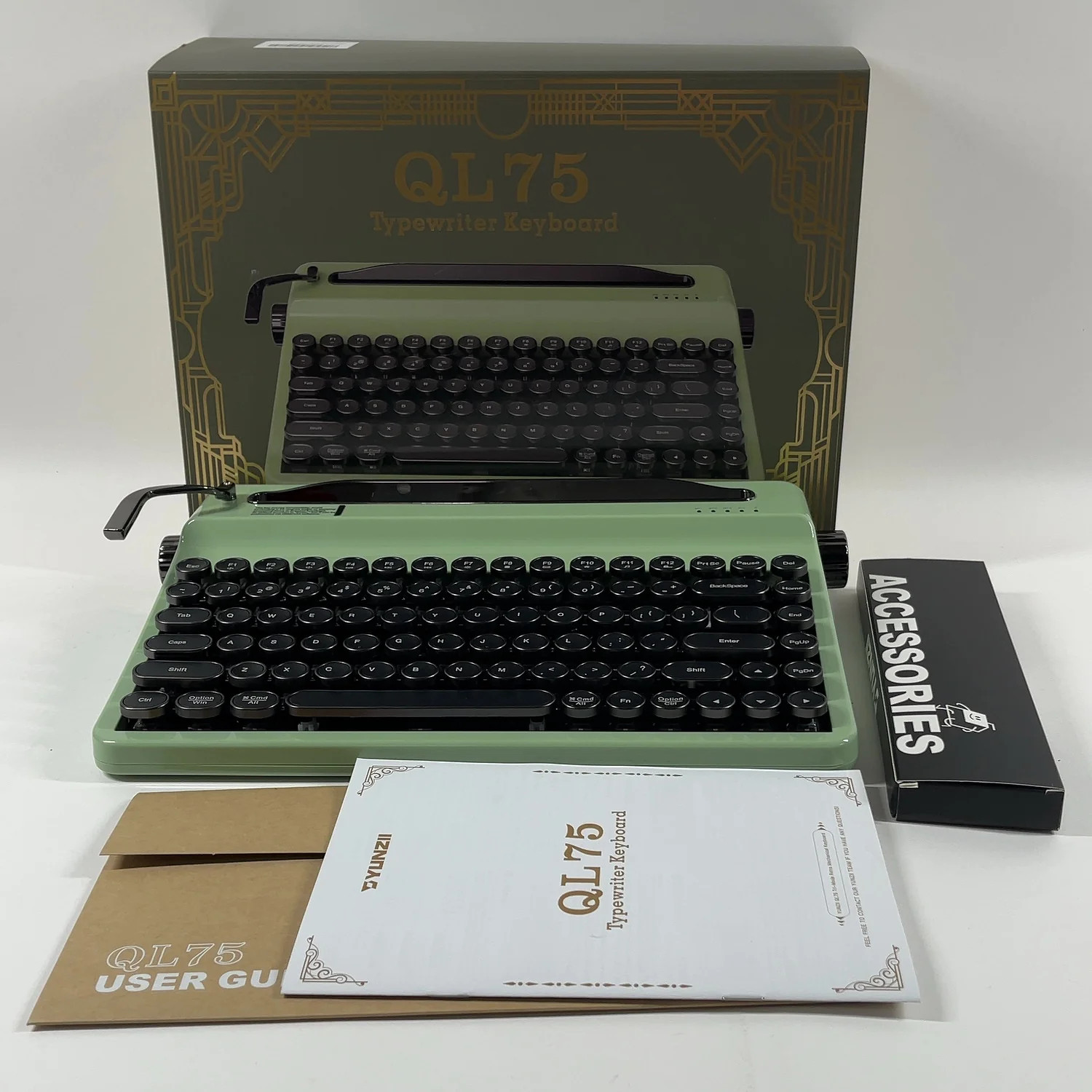 Yunzii Ql75 Wireless Retro Typewriter Mechanical Keyboard Green