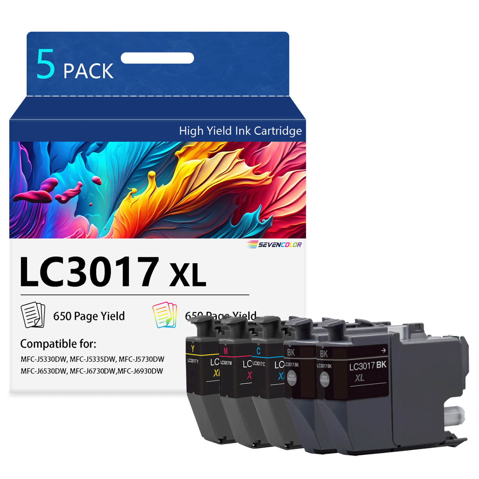 LC3017XL High Yield Ink Cartridges (5-Pack,2 Black/1 Cyan/1 Magenta/1 Yellow)