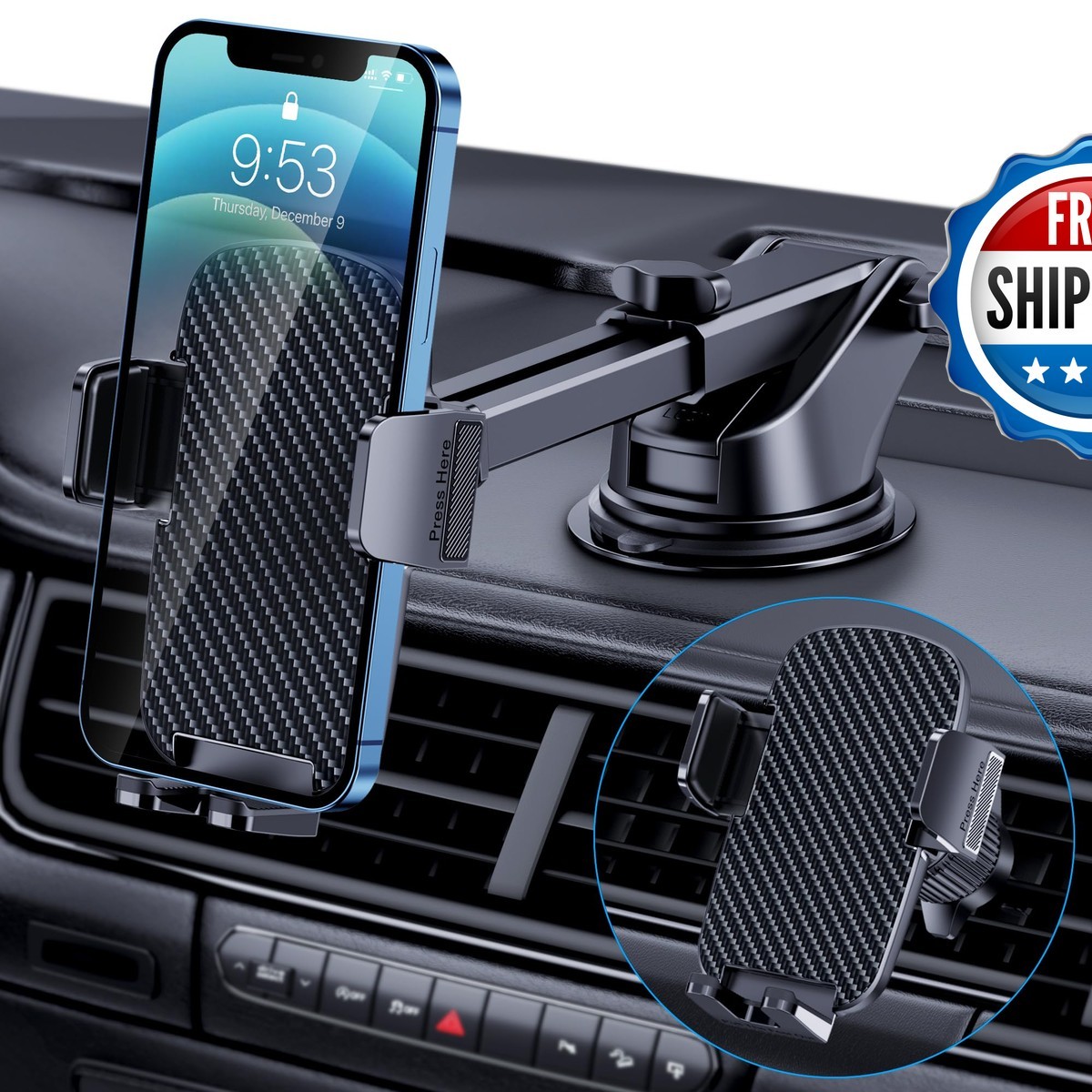 TICILFO Car Phone Holder for iPhone Universal Air Vent Dashboard Windshield