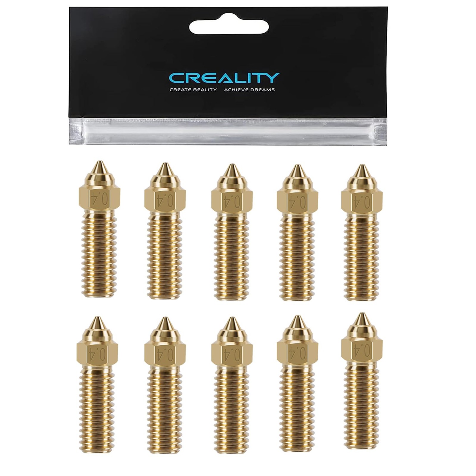 Creality 10PCS K1 Brass Nozzles Kit, 3D Printer 10PCS High Speed 0.4mm Nozzle...