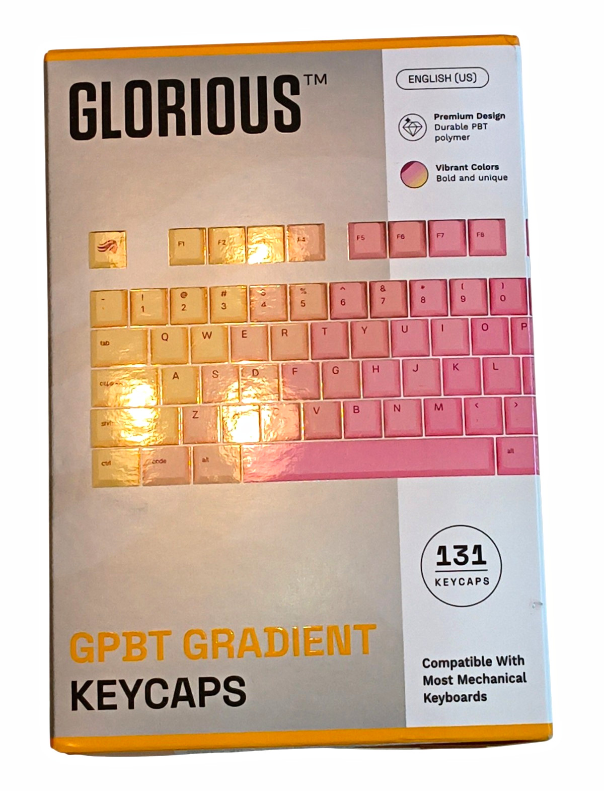 Glorious GPBT Gradient PBT Keycaps Set 131 English QWERTY Pink Yellow
