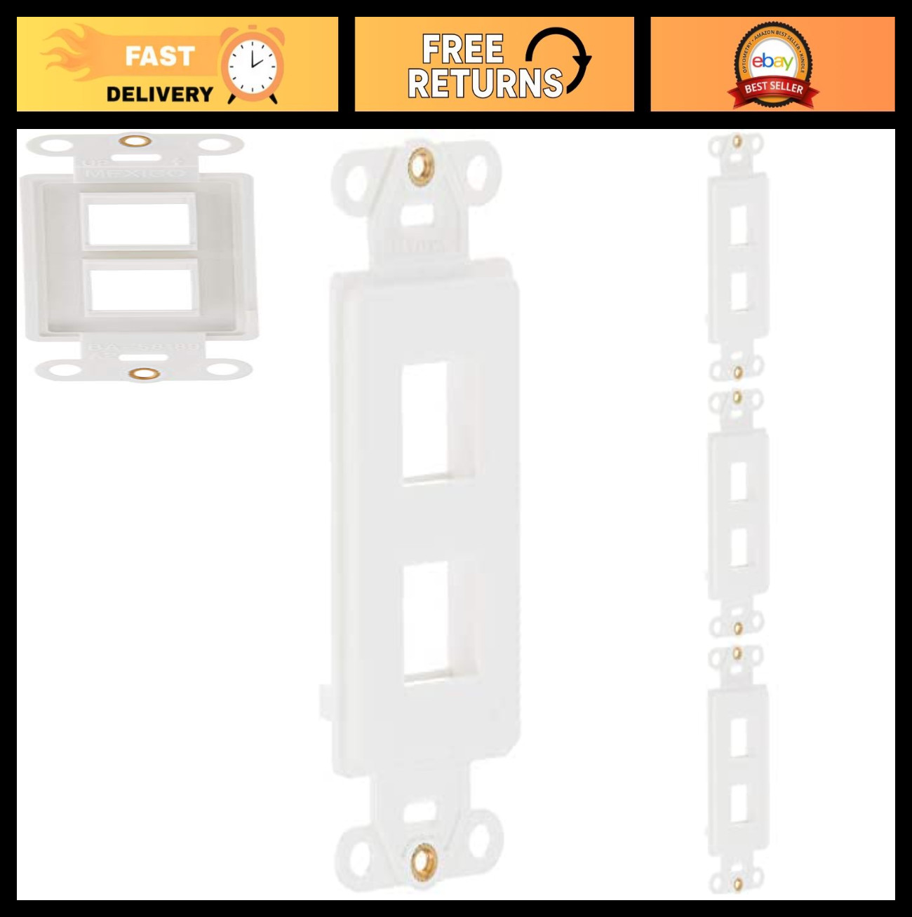 2-Port QuickPort Decora Insert, White, 4-Pack - Wall Plate Connectors for Easy S