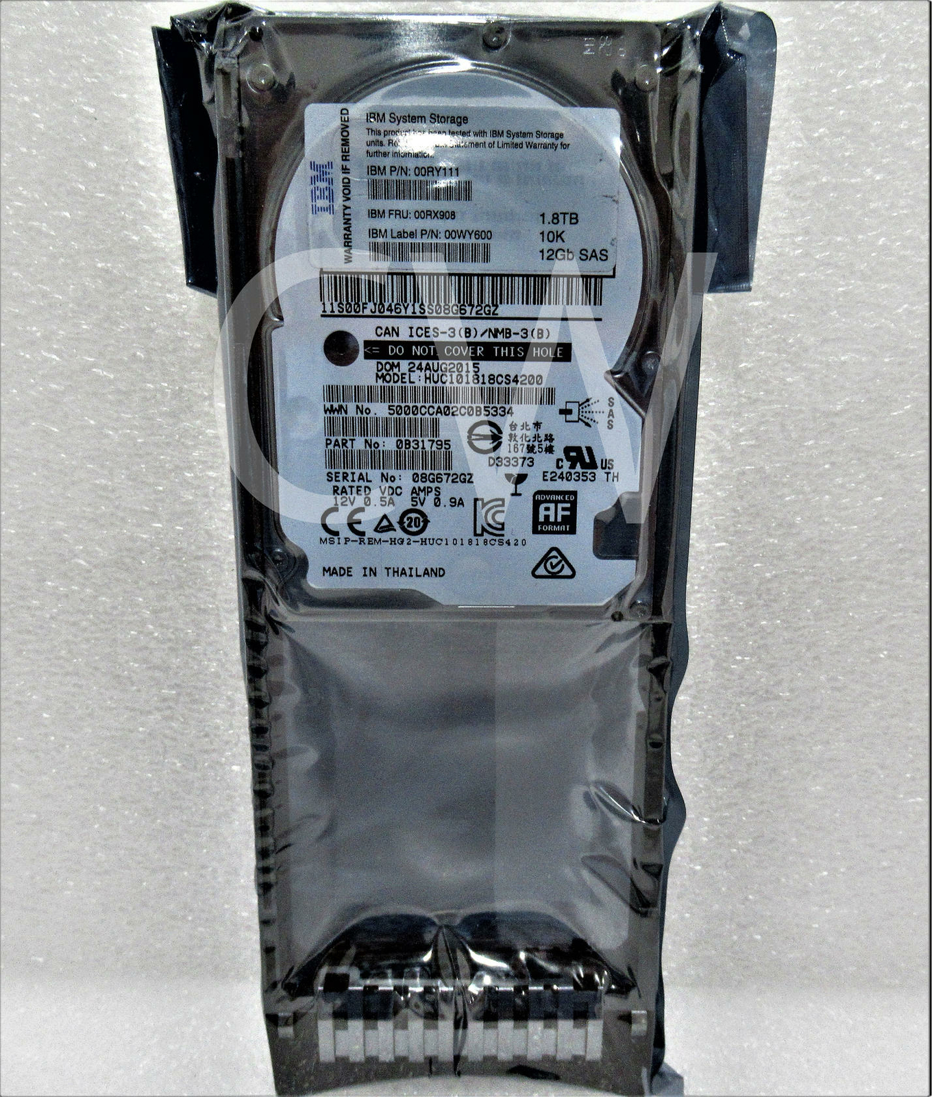 00RX908 00RY111 00WY600 IBM AHF4 1.8TB 10K RPM 12Gb/s 2.5" SAS HDD Hard Drive