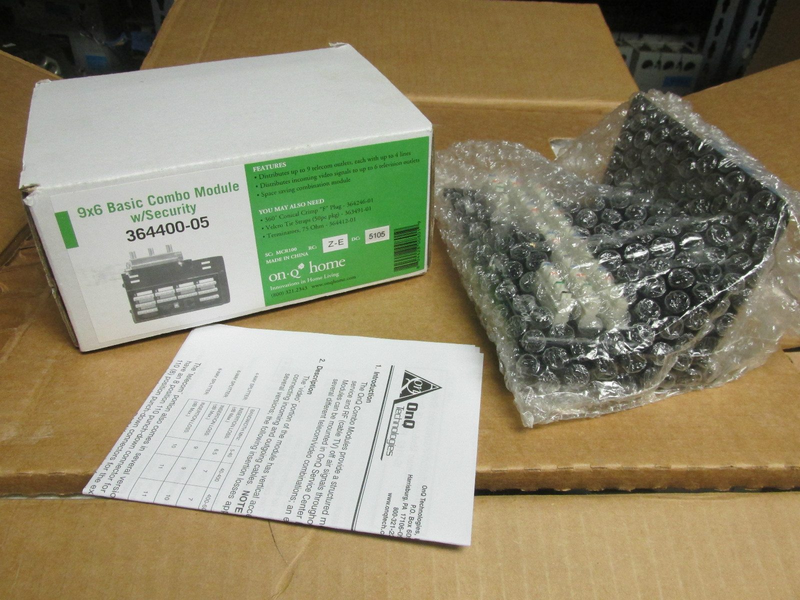 * NIB.. On-Q Legrand 9X6 Basic Combo Kit w/ Security .. VI-006
