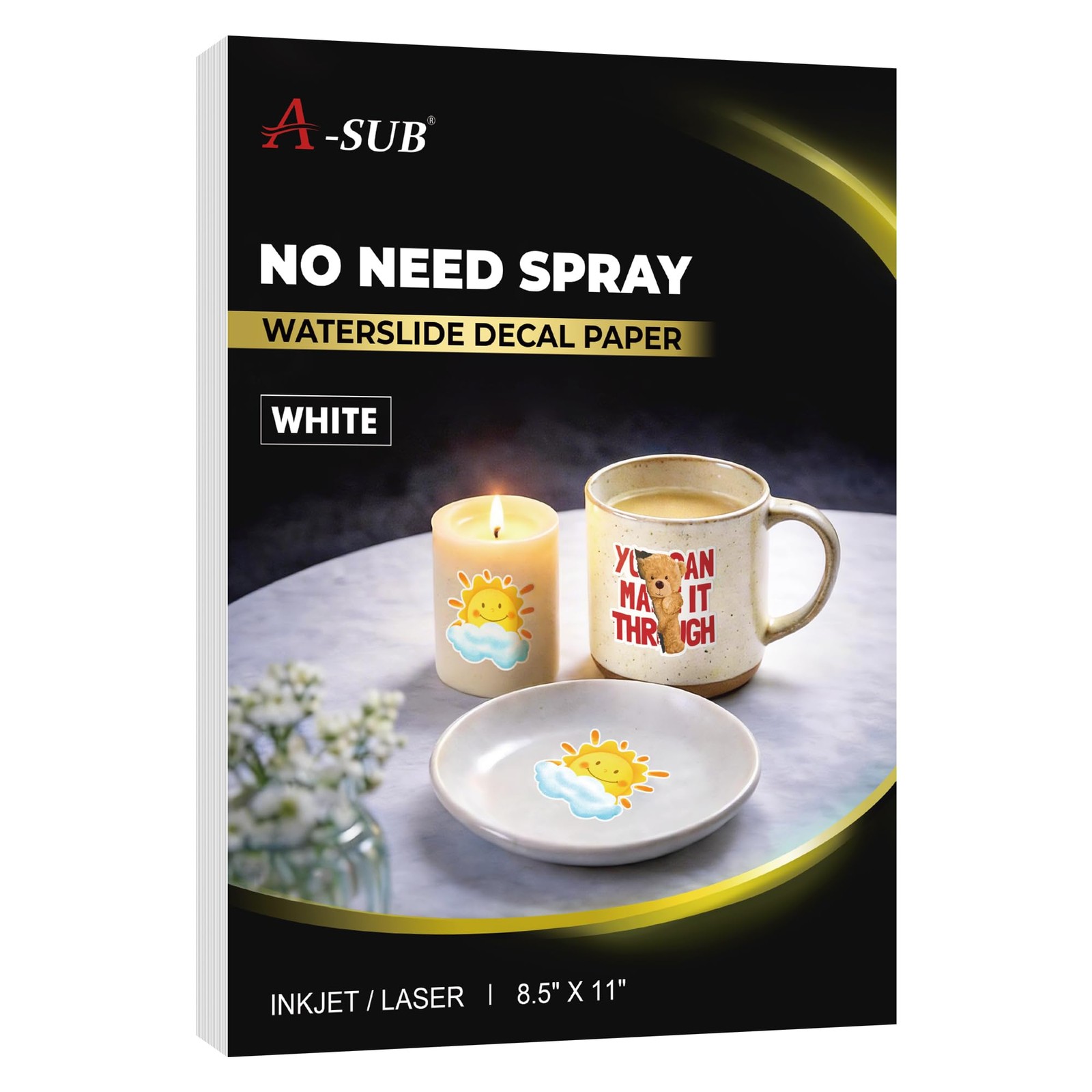 No Need Spray Waterslide Decal Paper White