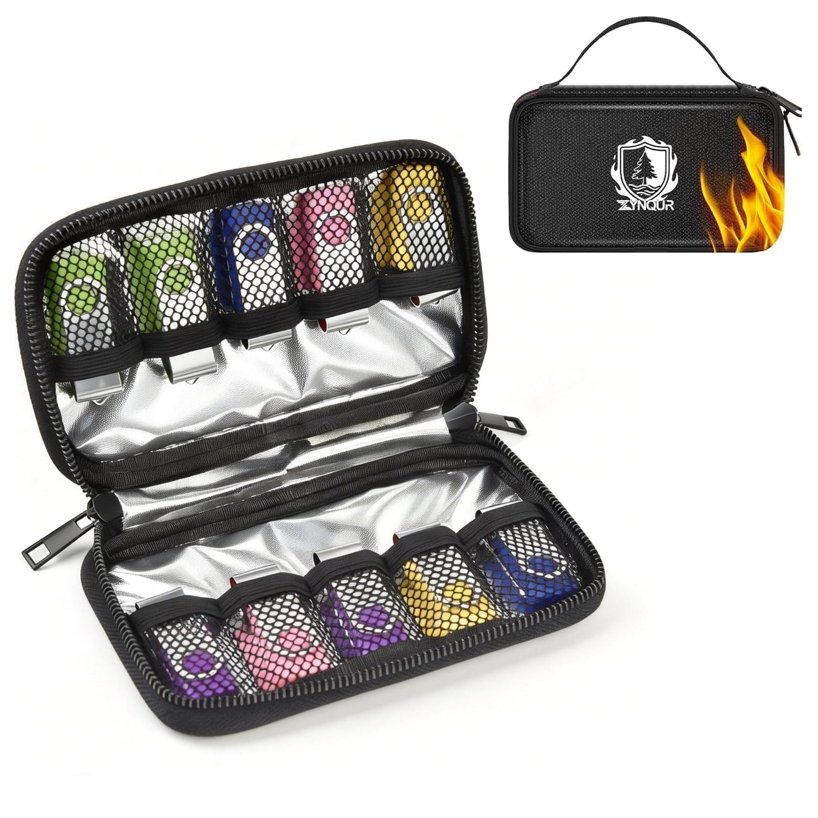 Upgraded Fireproof Flash Drive Case 10 Slots, USB Upgraded-Black, Black