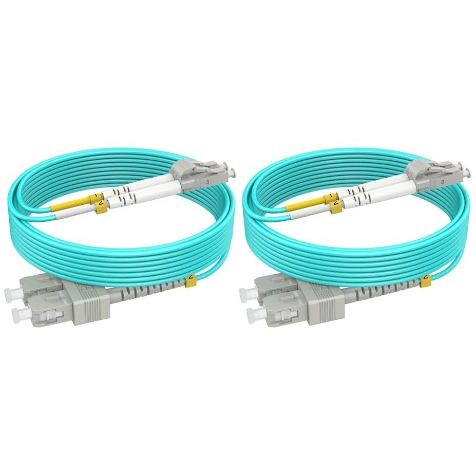 LC to SC Multimode Fiber Patch Cable, 50ft/15m-2 Pack OM3 Fiber Cable, Option...