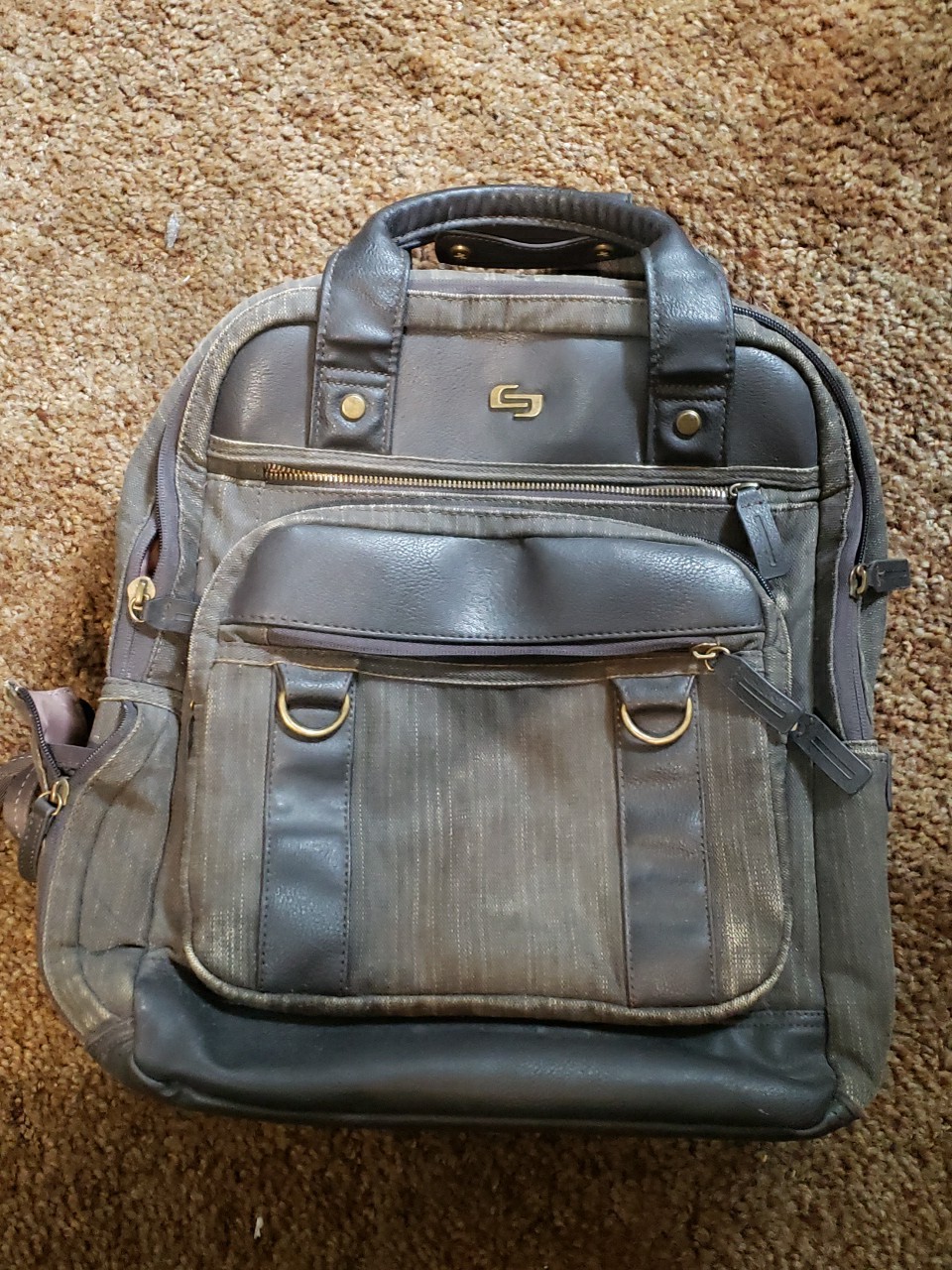 Solo Bradford Executive Collection Black Gray Denim Backpack  15" Laptop Bag