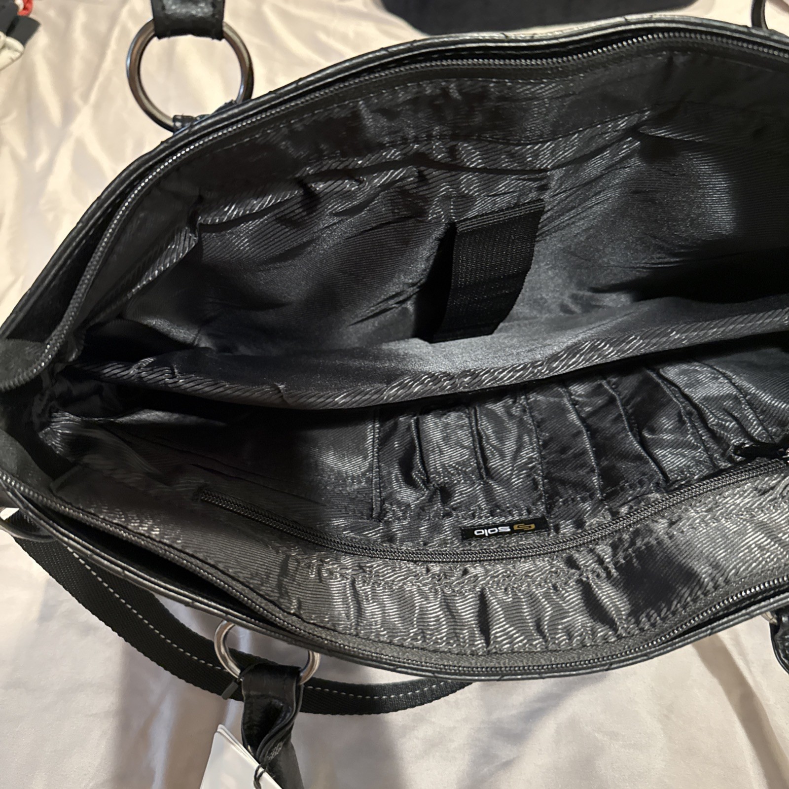 SOLO Classic Collection   Laptop Tote Large 15.6" Briefcase Quilted Black New  M