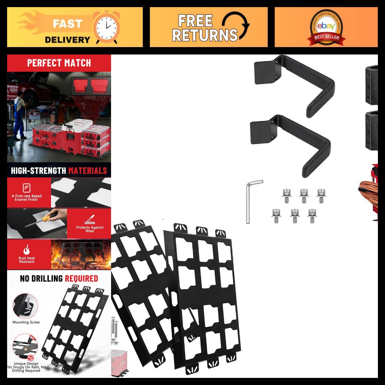 2-Pack Heavy-Duty Base Plates & 50ft Extension Cord Organizer for Tool Storage