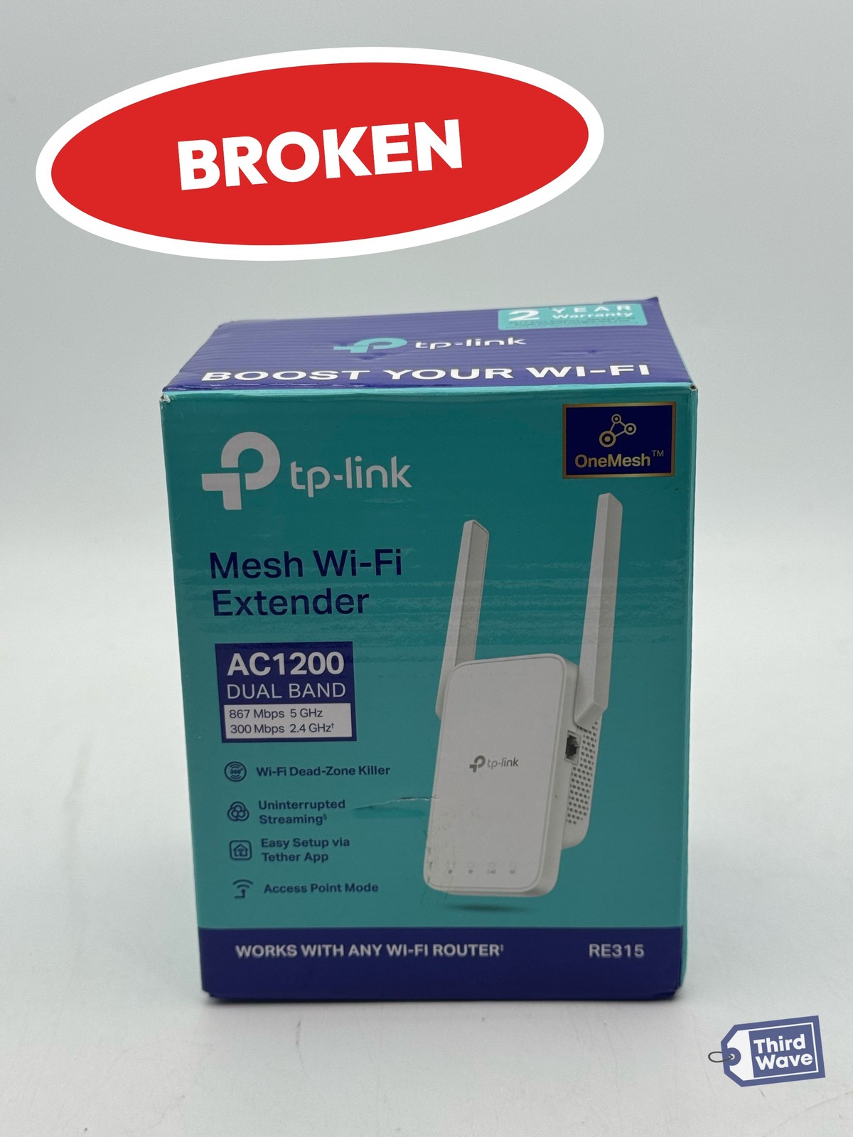 (BROKEN) Lot of 5 - TP-Link RE315 AC1200 WiFi Extender 1.2Gbps Dual Band White