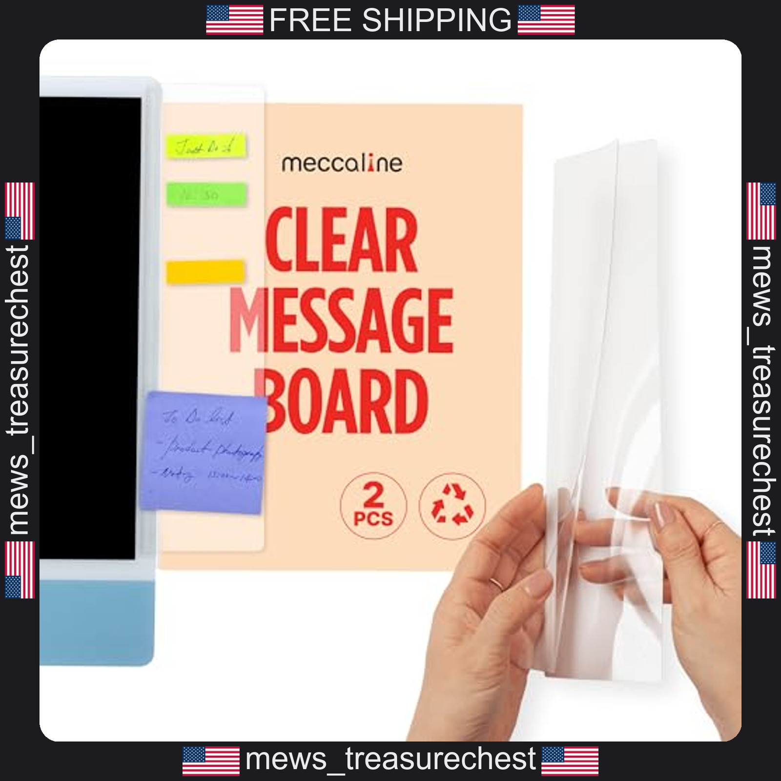 Monitor Memo Board 2Pcs - Clear PET Sticky Note Holders for Computer Screens