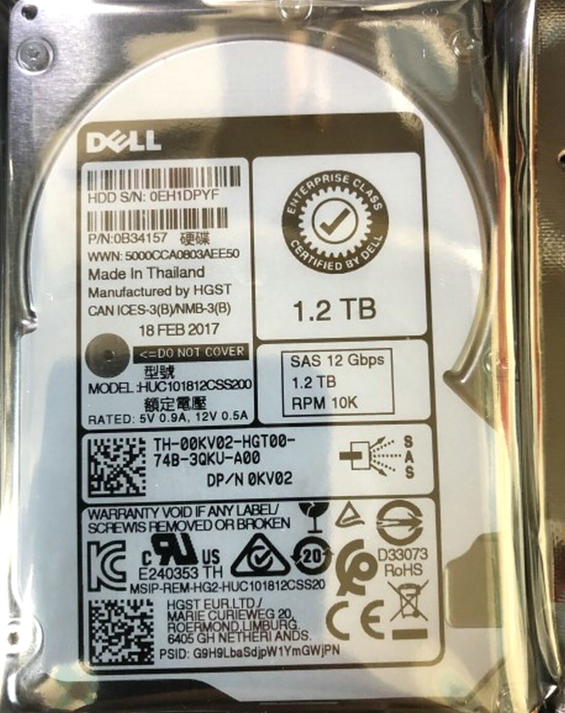 DELL 1.2T KV02 2.5寸 10K 12Gb SAS 0KV02 HDD Hard Drive