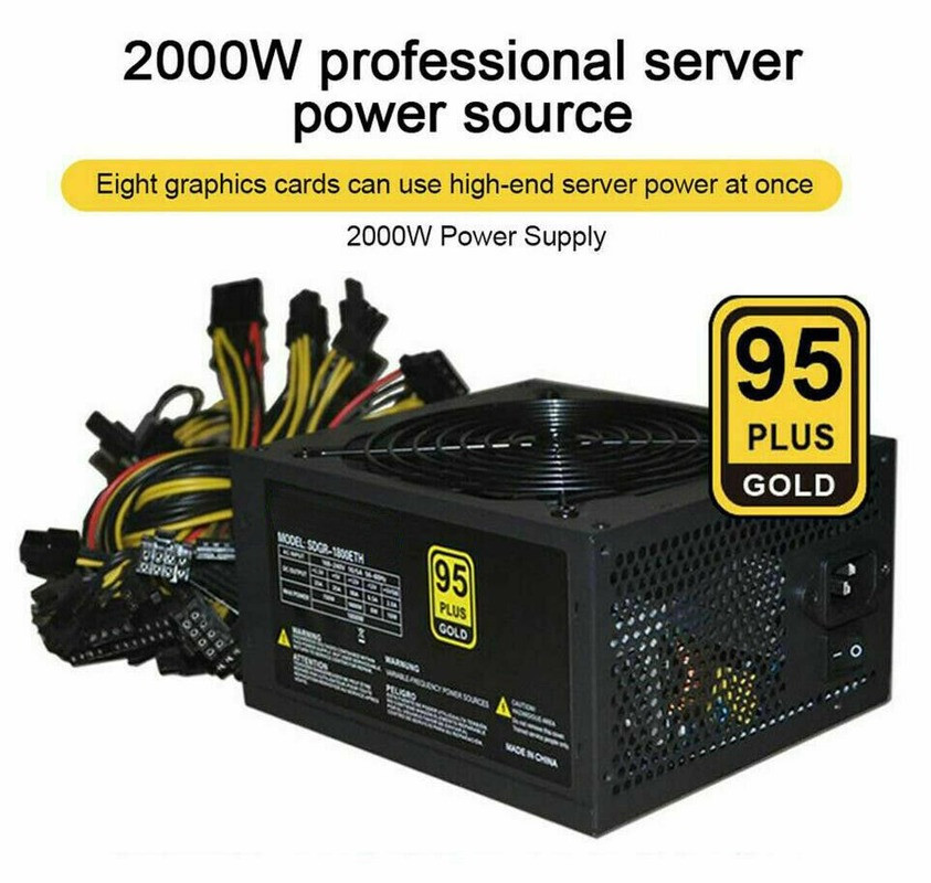 2000W Mining Power Supply 8 GPU PSU 160-260V ATX ETH Rig Ethereum Miner 2026 USA