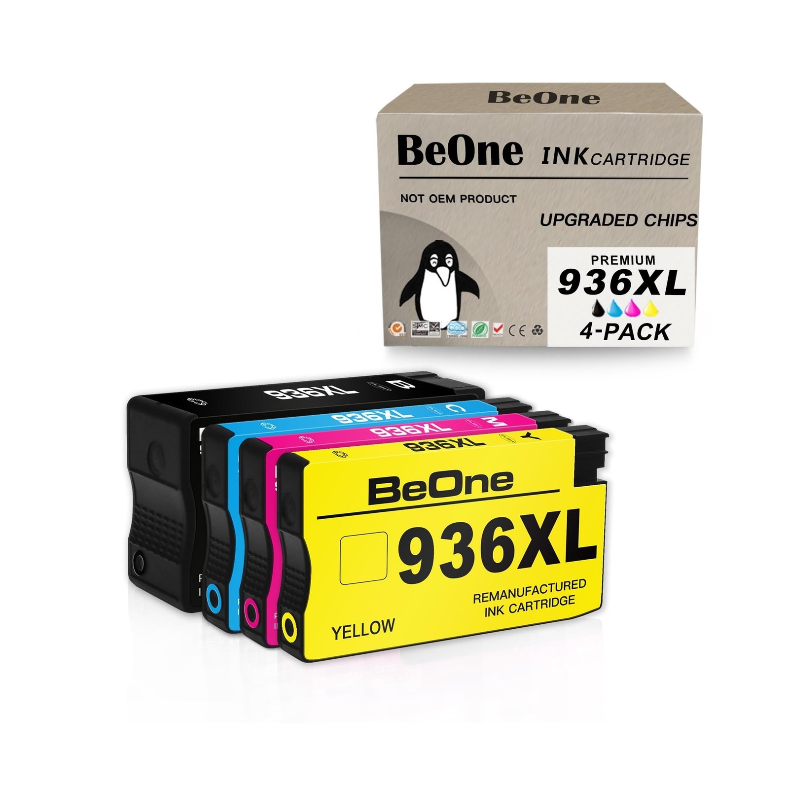 BeOne 936XL 936 Ink Cartridge With Chip Compatible Replacement for HP OfficeJ...