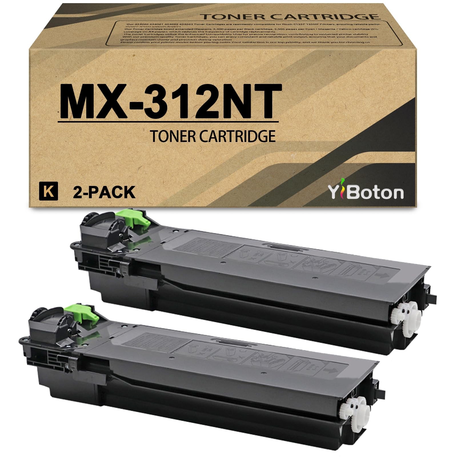 YiBoton High Yield MX-312NT MX312NT Black Toner Cartridge Chip (2-Pack)