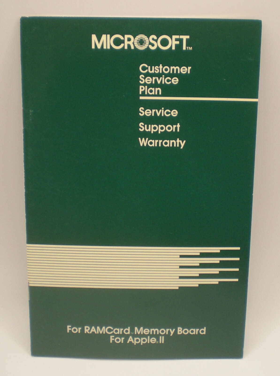 Vintage 1982 Microsoft Ramcard Memory Board  Apple II Manual ONLY Service Plan