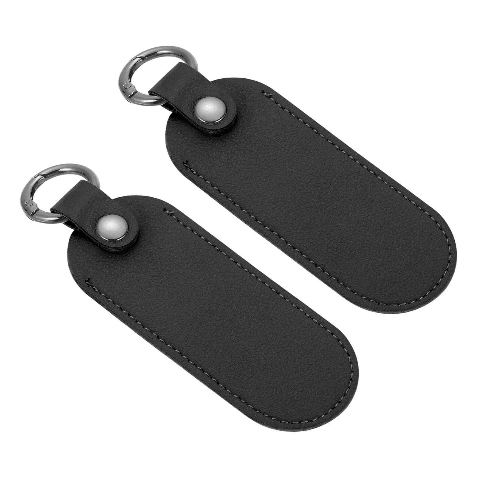 2Pcs 5"x1.7" Leather USB Flash Drive Holder with Keychain Portable Black