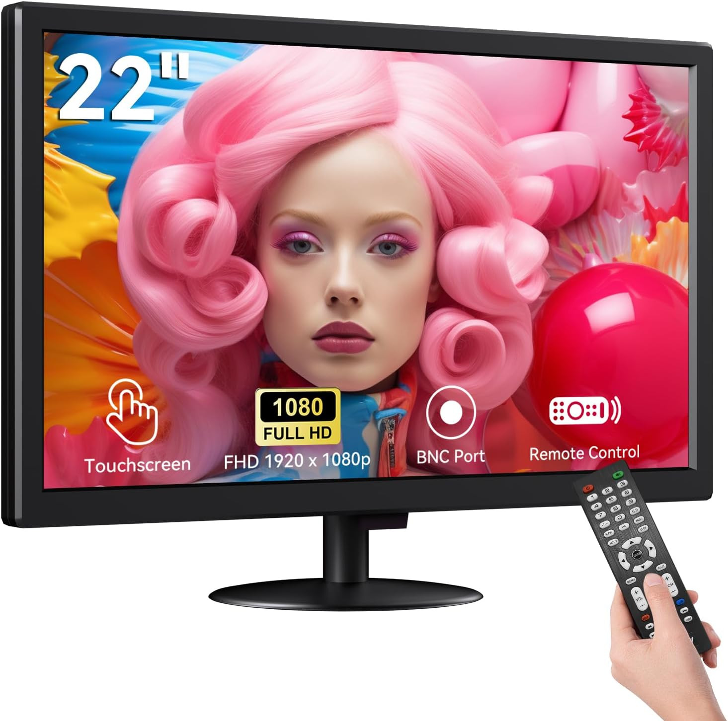 22” Full HD Touch Monitor – 10-Point Capacitive Touch, HDMI/VGA/BNC, Built-in Sp