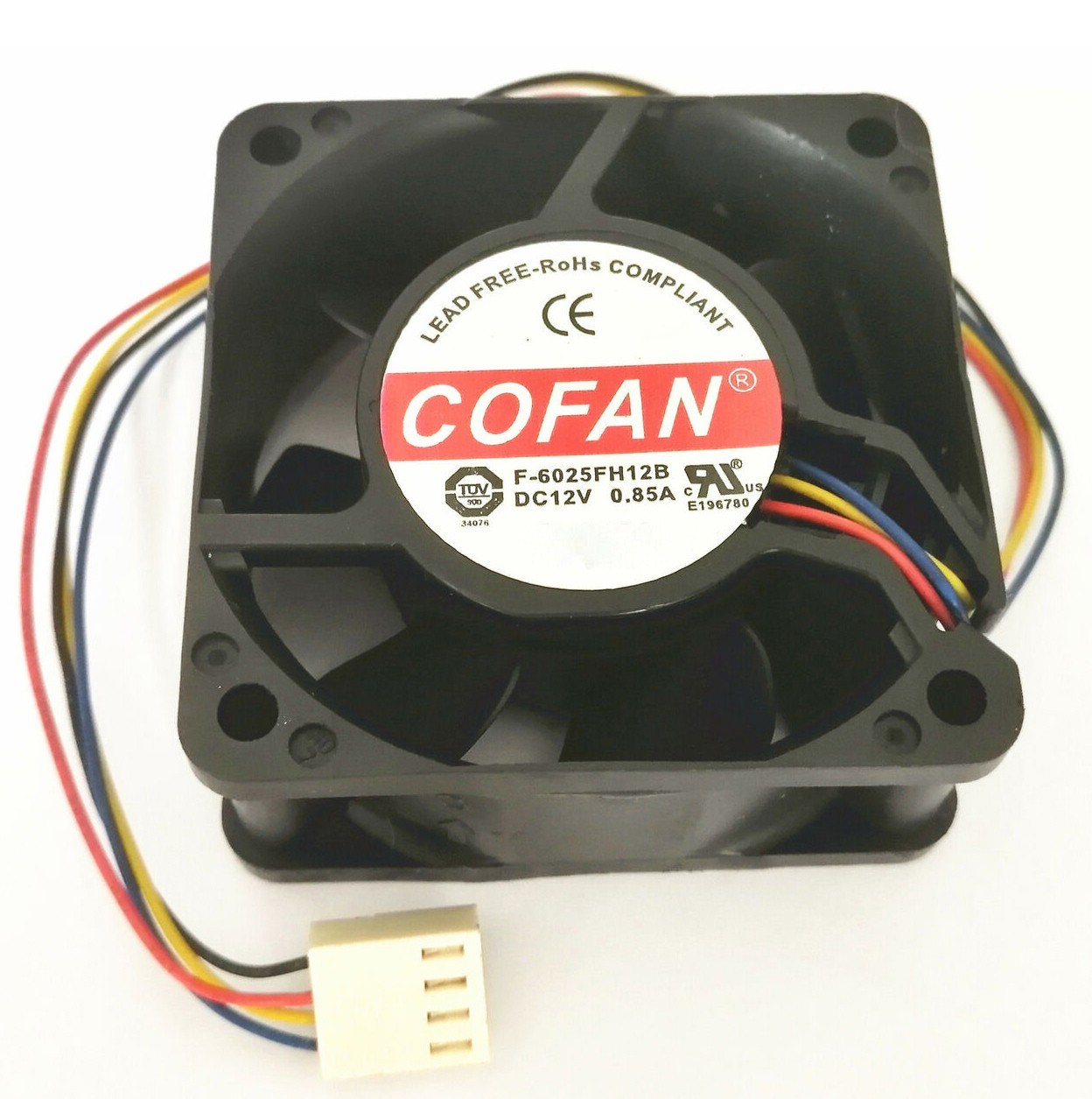 COFAN F-6025FH12B 60x60x25mm 12V 6600PRM 38.99CFM 6025 Black 4-Pin PWM Case Fan