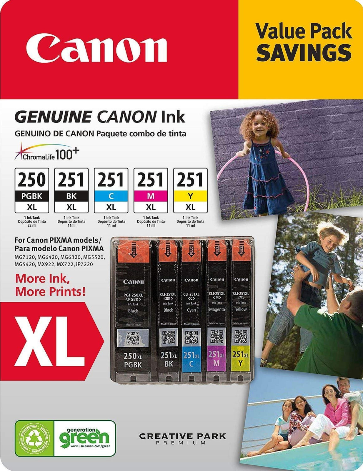 New Genuine Canon PGI-250XL/251XL Black Color 5PK Ink Cartridges
