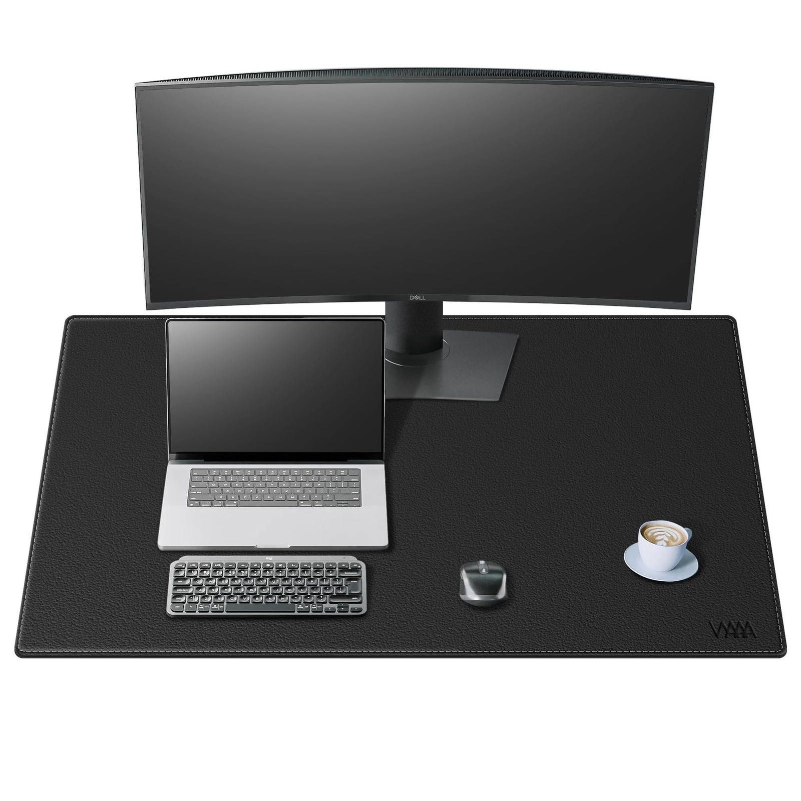 Black PU Leather Large Waterproof Desk Mat Protector Mouse Pad 40x24 Inch
