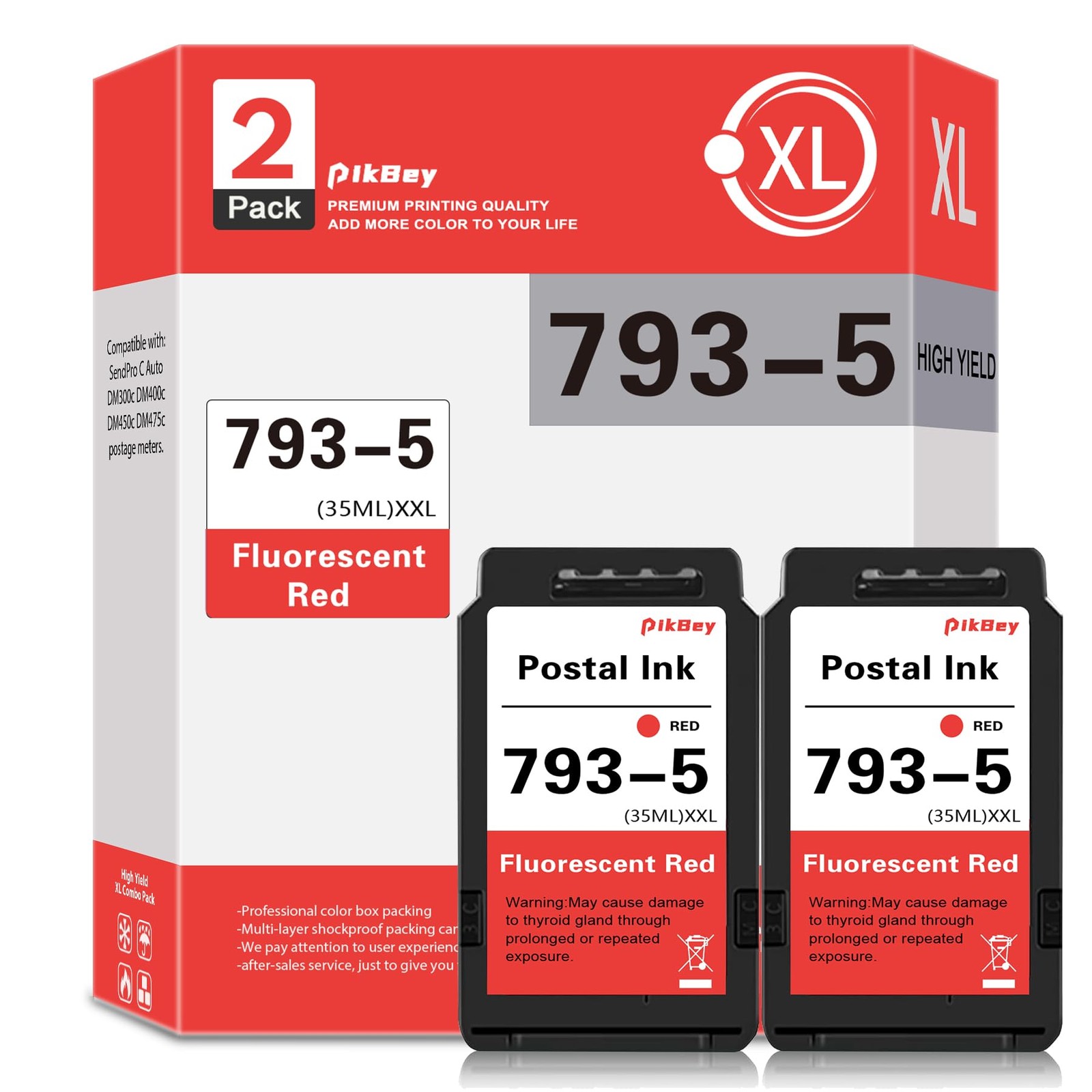 2-Pack SL-793-5 Ink Cartridge Replacement for Pitney Bowes 793-5 Red Ink Cart...