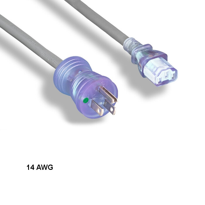 LOT 10pcs 25ft 14 AWG Hospital Grade Power Cable NEMA 5-15P to C13 15A/125V Clr