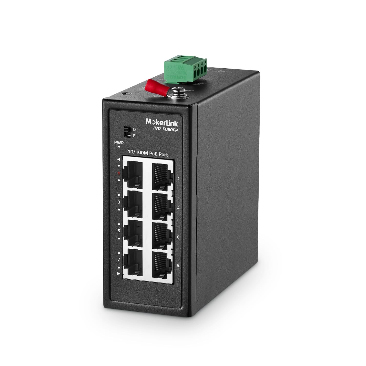 MokerLink 8 Port PoE Industrial Din Rail Switch,8 PoE+ IEEE802.3af/at,10/100Mbps