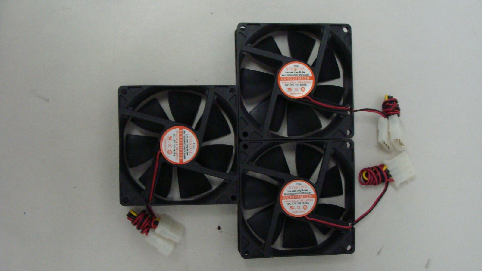 Lot of 3 New PC Cooling Fan 9.2cm Evercool 1266 EC9225M12B