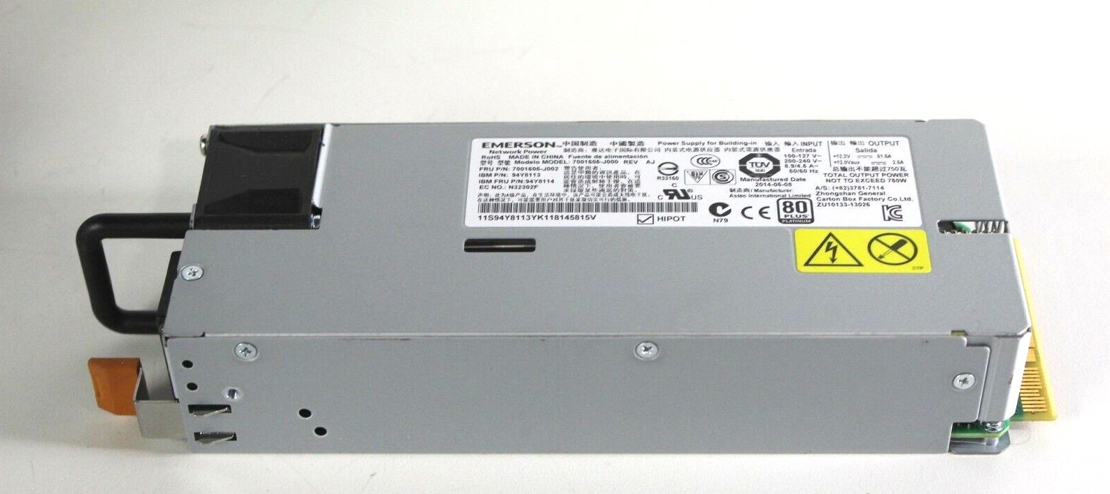 94Y8114  94Y8113, 750W FlashSystem V840 AC1/SAN  80+ Platinum PSU