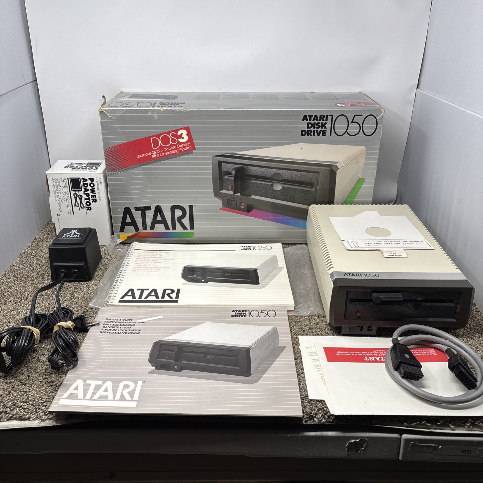 Atari 1050 Floppy Disk Drive Tested With All Cables Power And Data SIO In Box