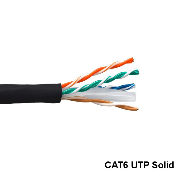 Kentek Black 1000ft Cat6 UTP Solid Bulk Cord 23AWG 550MHz PVC Pure Copper RJ45
