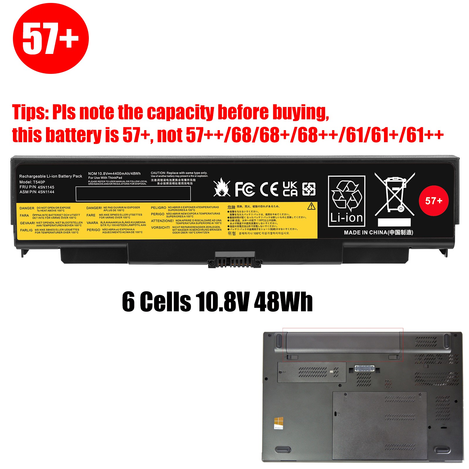 ✅LOT T440P Battery for Lenovo ThinkPad T540P L440 L540 W540 W541 0C52864 0C52863