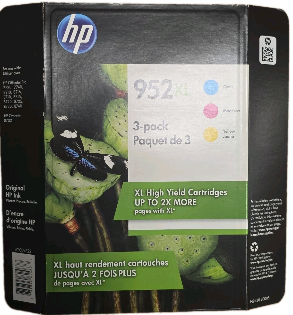 HP 952XL High-Yield Cyan/Magenta/Yellow/Jaune Ink Cartridges Mar 2024