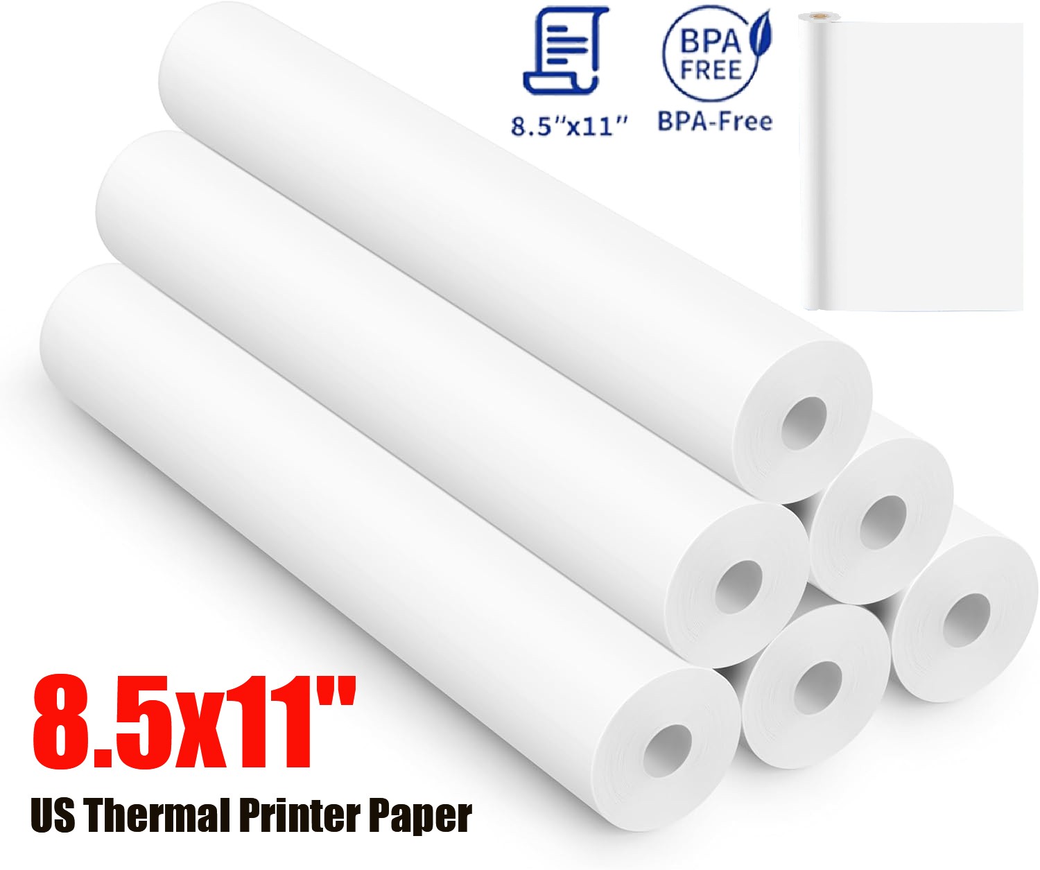 2-20 Rolls Thermal Printer Paper 8.5"x11" US Letter Size Quick-Dry for M08F lot