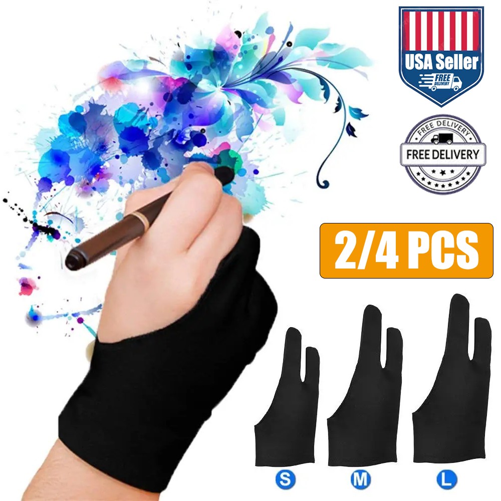 4x Digital Drawing Glove Artist Glove for Drawing Table Two-Finger Artist Gloves