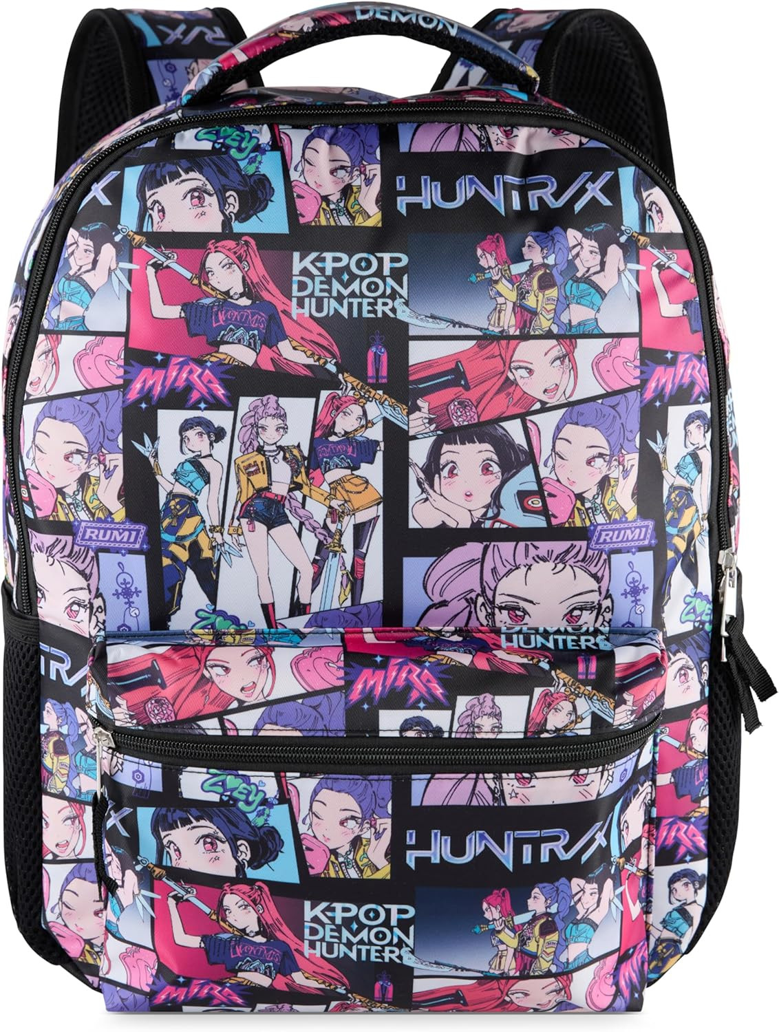 K-Pop Demon Hunters Huntrix 16” Backpack for Girls, Featuring an AOP of Rumi, Zo