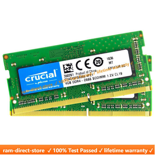 CRUCIAL DDR4 4GB x2 2666 PC4-21300 Laptop 260Pin SODIMM Notebook Memory RAM 2pcs