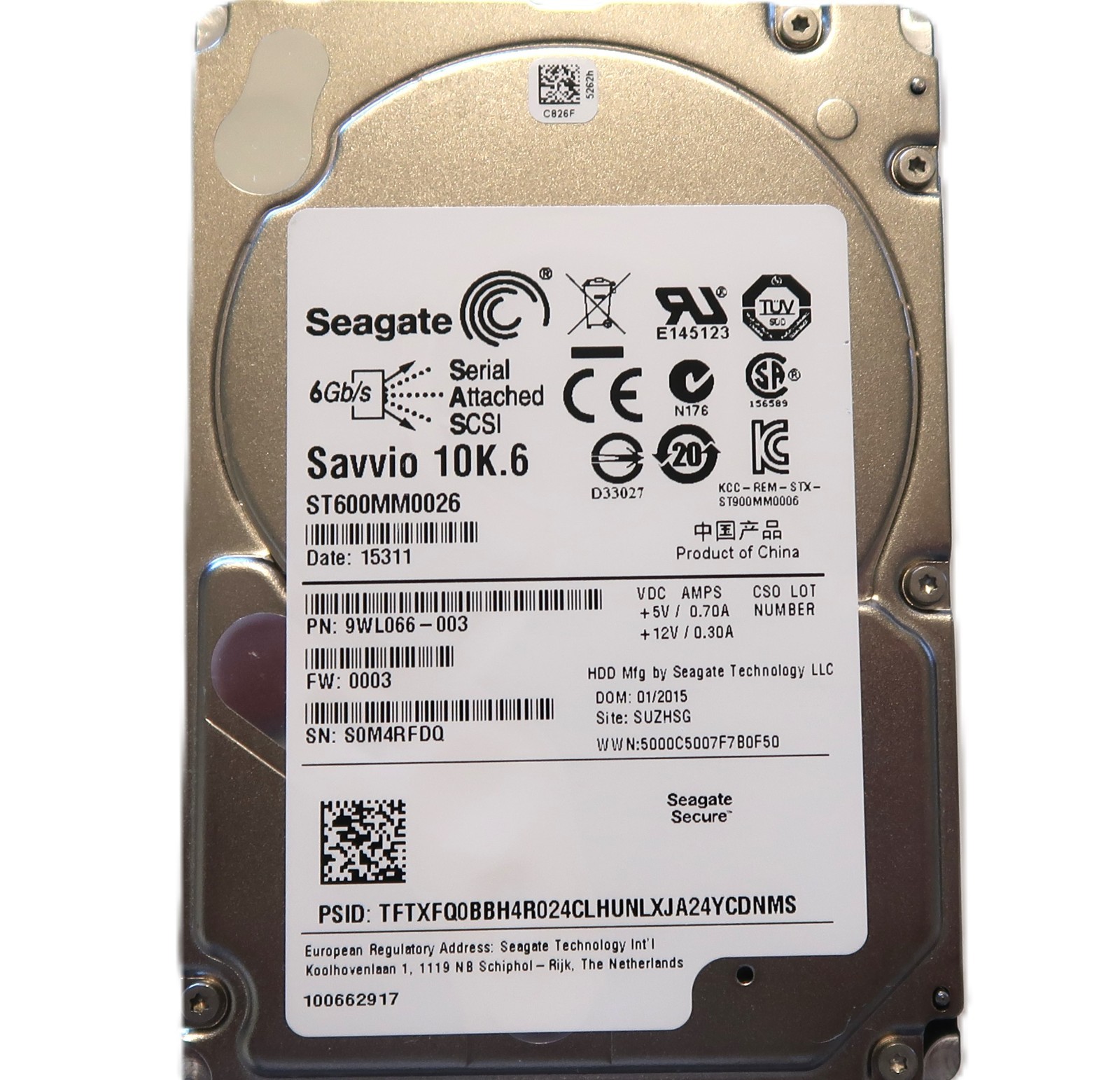 Seagate ST600MM0026 Savvio 6Gb/s 10k 64MB 600gb 2.5" SAS hard drive