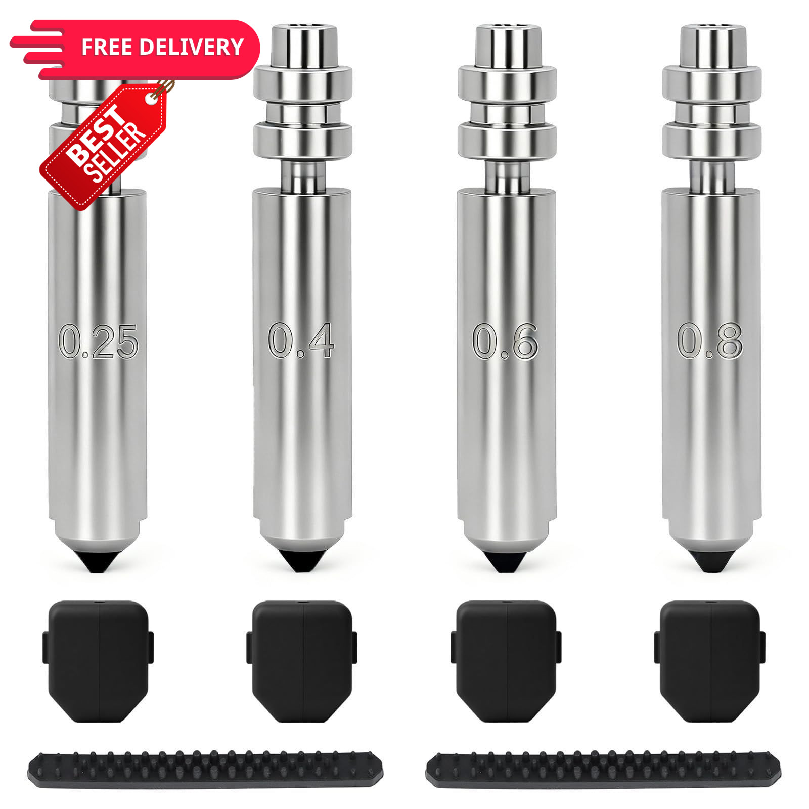 4PCS 0.25/0.4/0.6/0.8MM Hardened Steel Integrated Nozzles