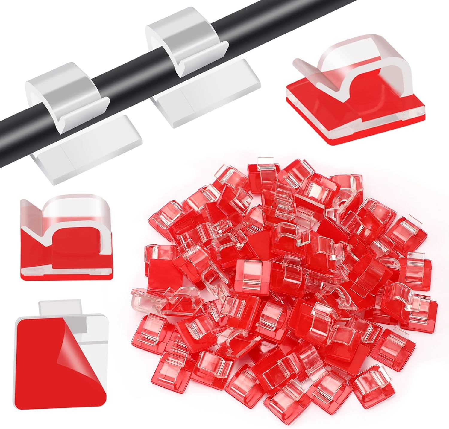 80 PCS Adhesive Cable Clips Christmas Clear Light Strip Mounting Clips Led Light