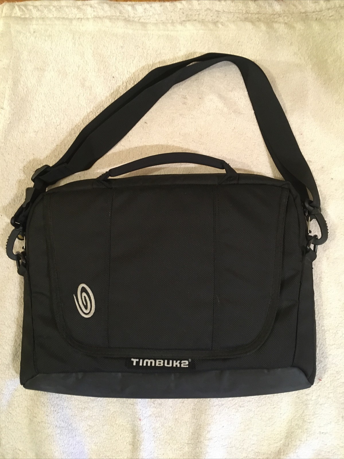 TIMBUK2 Laptop Messenger Crossbody Bag Black Ballistic Nylon 16”x12” Padded *CPx