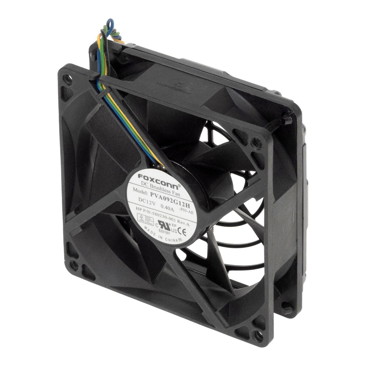 Fan with Protector HP 580230-001 PVA092G12H-P03-AE 4-PIN 12V 0.40A 92x92x25mm