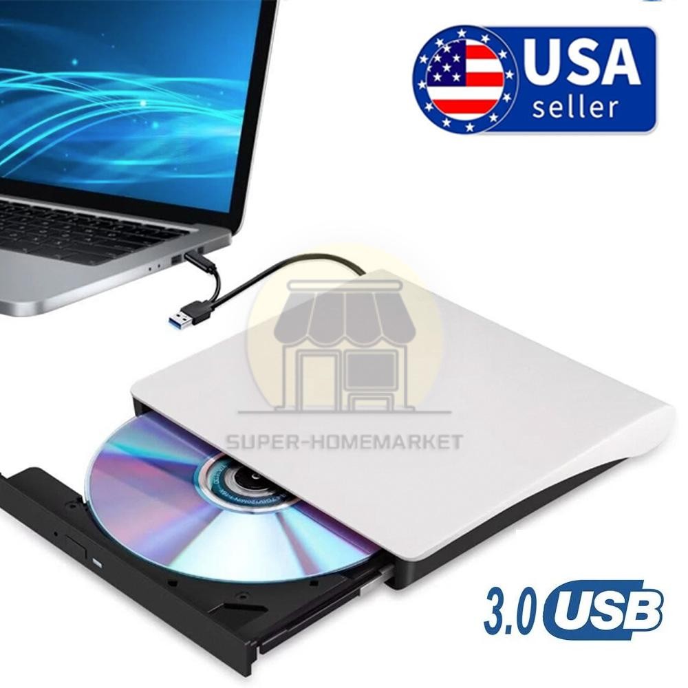 Slim External CD DVD Drive USB 3.0 Disc Player Burner Writer For Laptop PC Mac