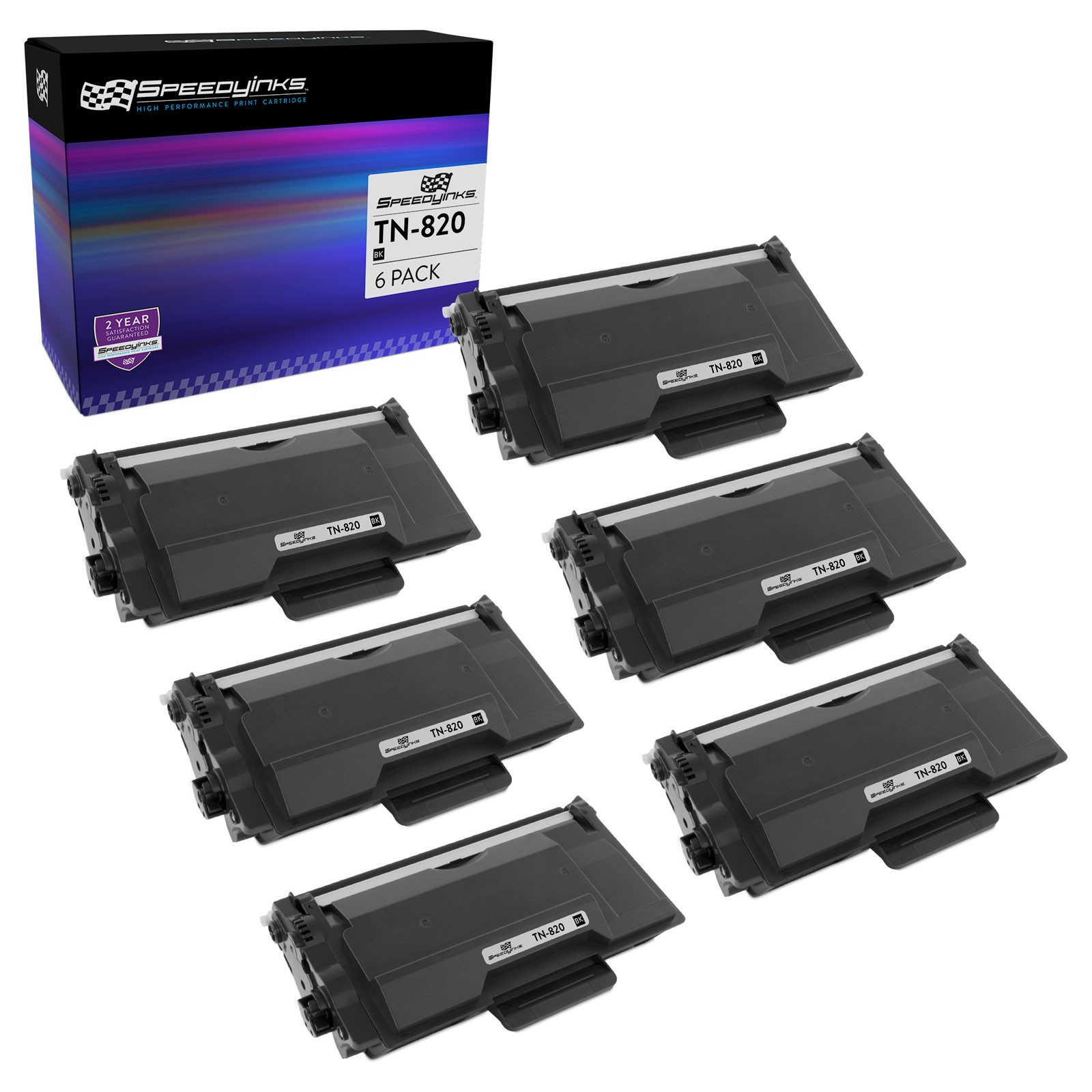 6Pk Compatible Brother TN820 Black Toner Cartridge 3k MFC L5700DW, MFC L6900DW